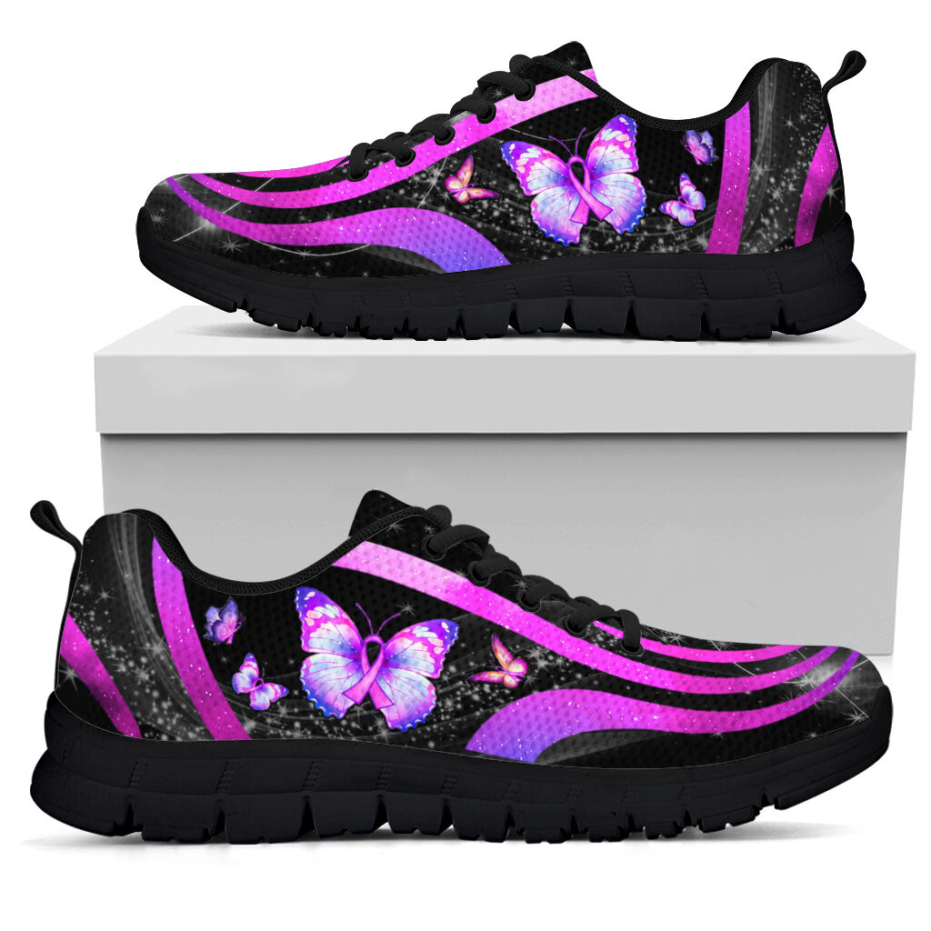 Purple Butterfly Breast Cancer Awareness Sneakers 0622