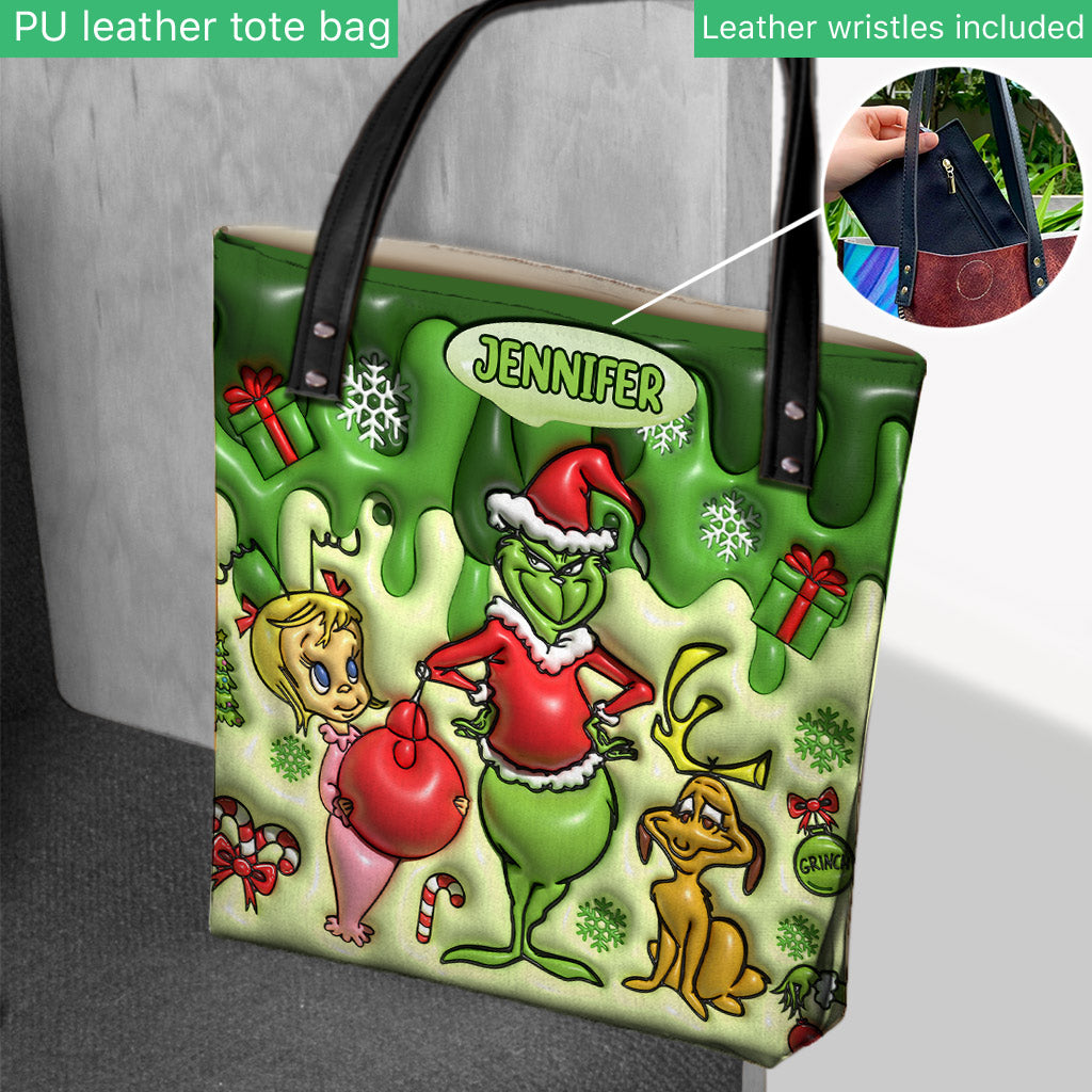 Merry Grinchmas - Personalized Stole Christmas Tote Bag