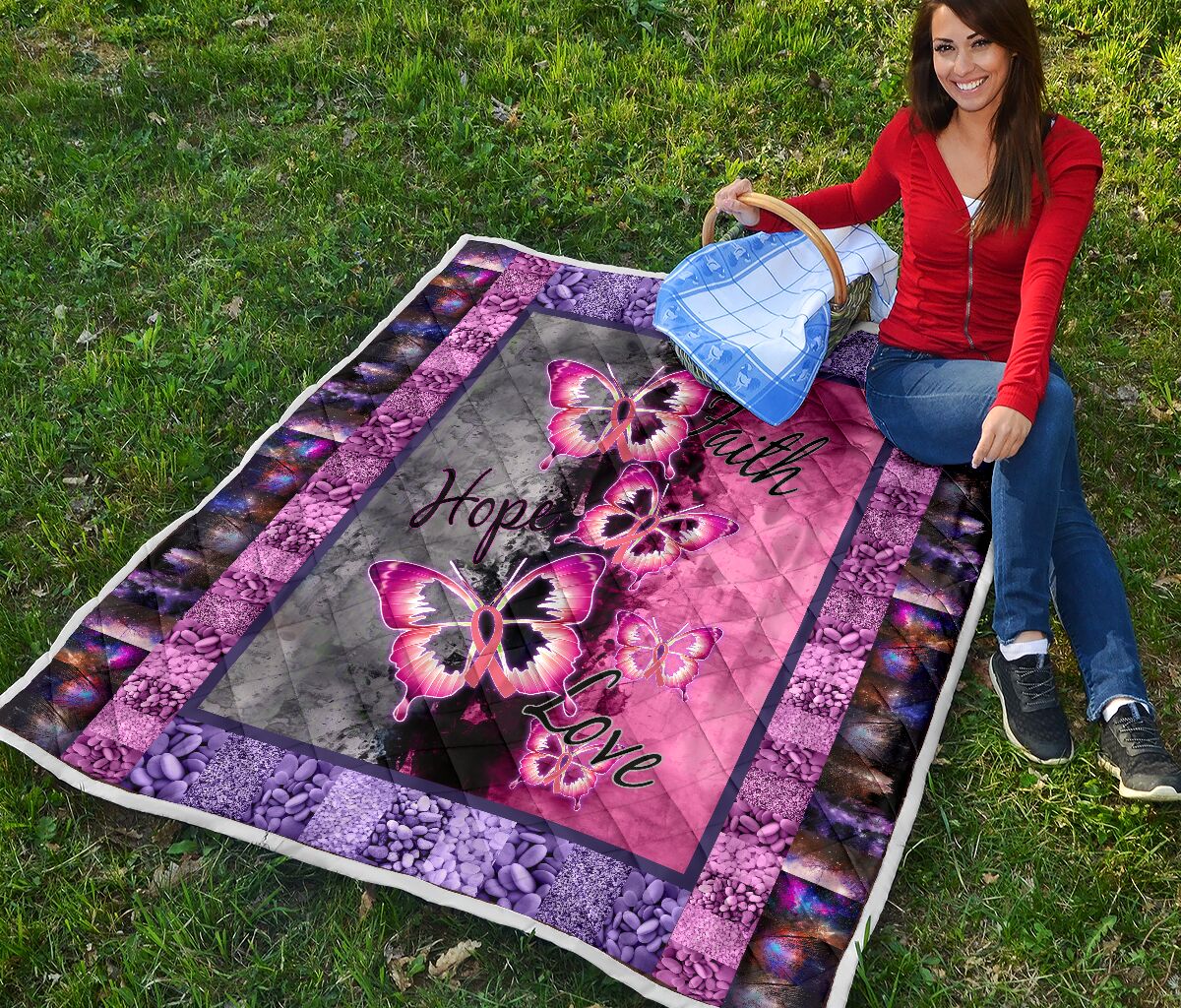 Faith Hope Love Breast Cancer Awareness Quilt 0622