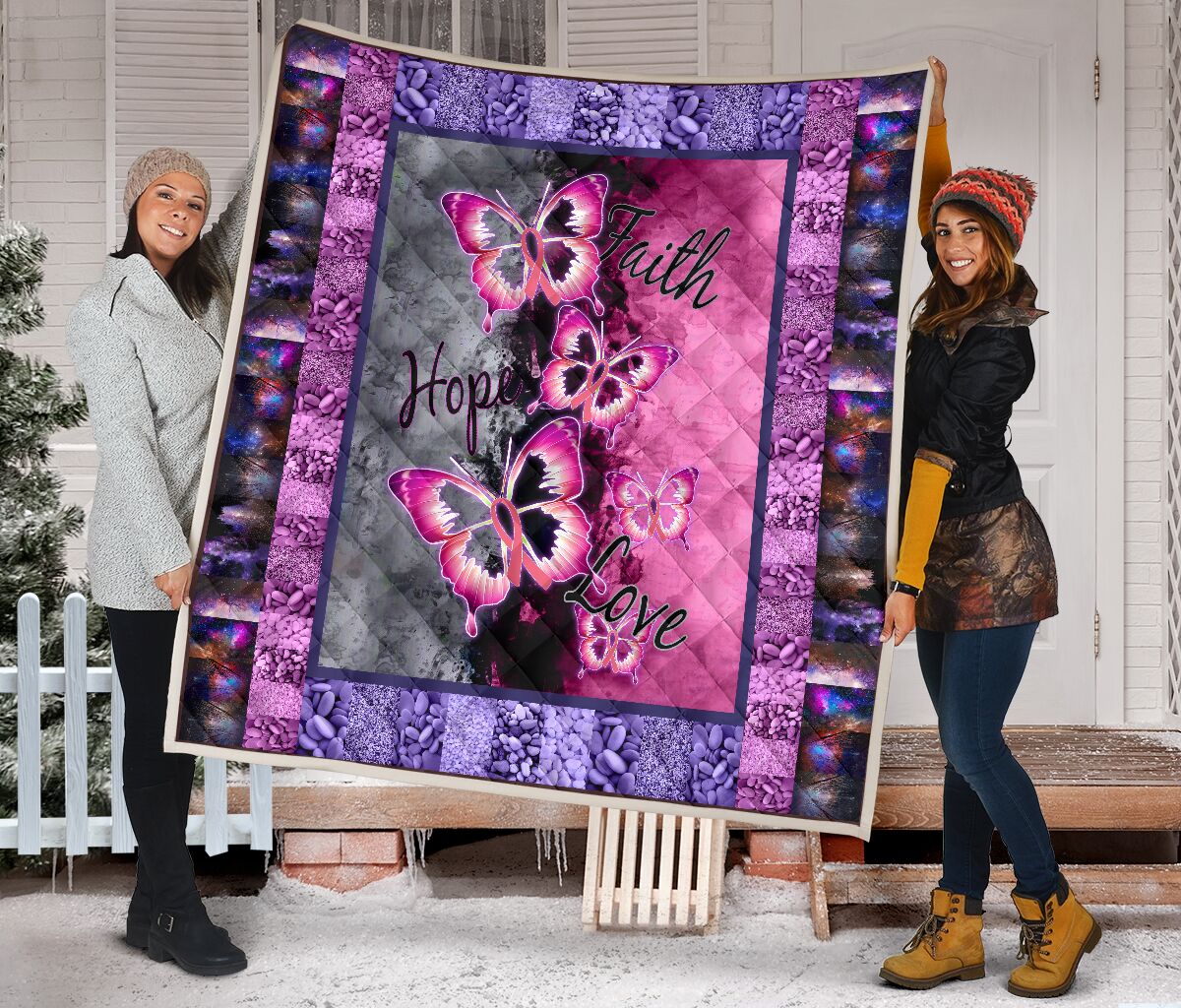 Faith Hope Love Breast Cancer Awareness Quilt 0622