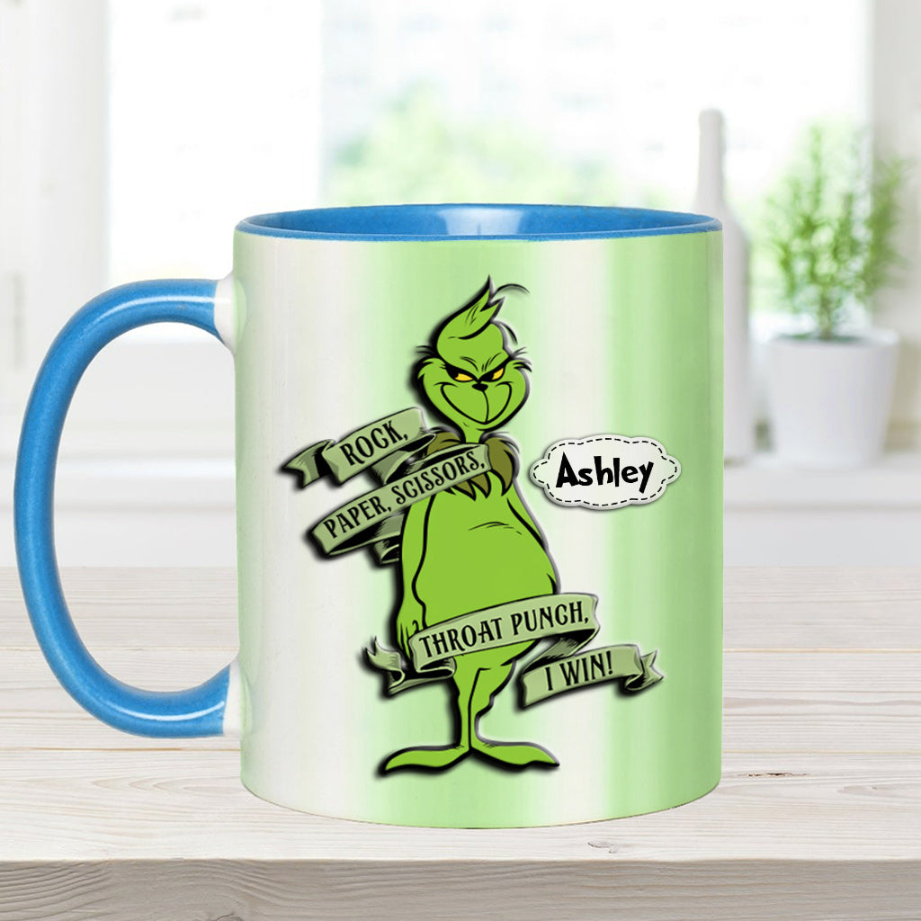Rock Paper Throat Punch - Personalized Stole Christmas Accent Mug