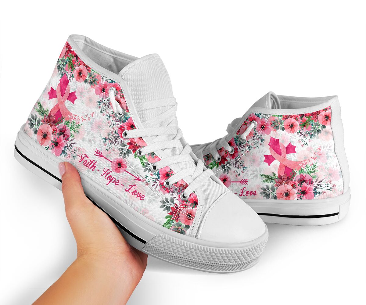 Faith Hope Love Breast Cancer Awareness High Top Shoes 0622