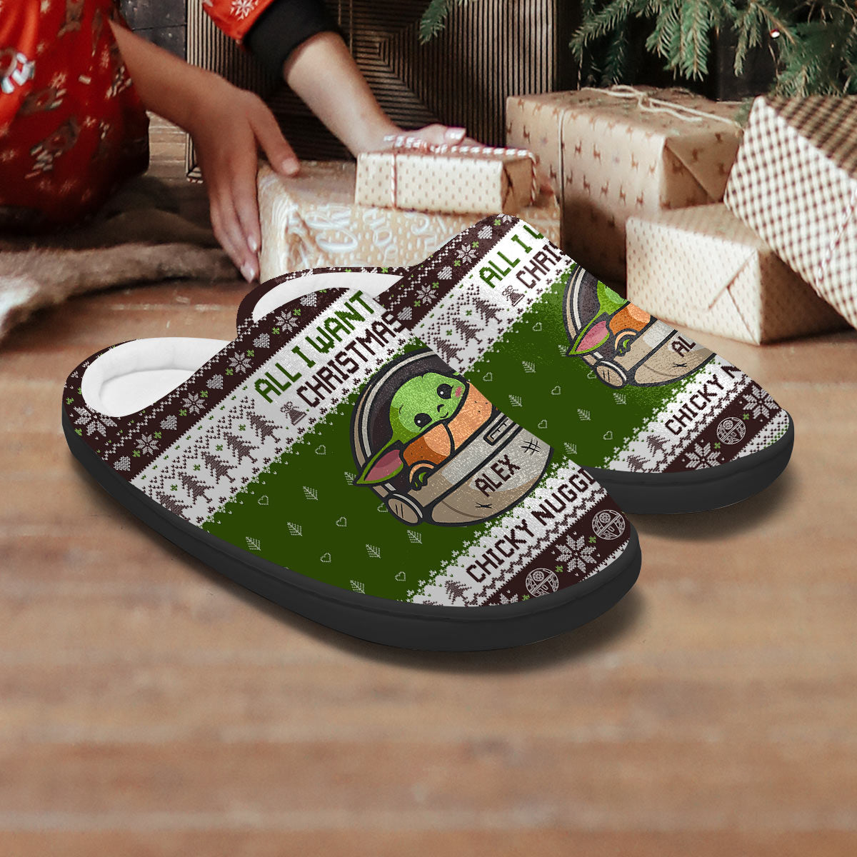 All I Want For Christmas Is Chicky Nuggies - Personalized The Force Slippers