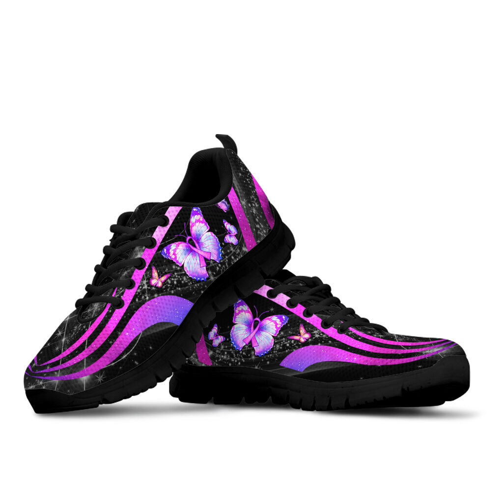 Purple Butterfly Breast Cancer Awareness Sneakers 0622