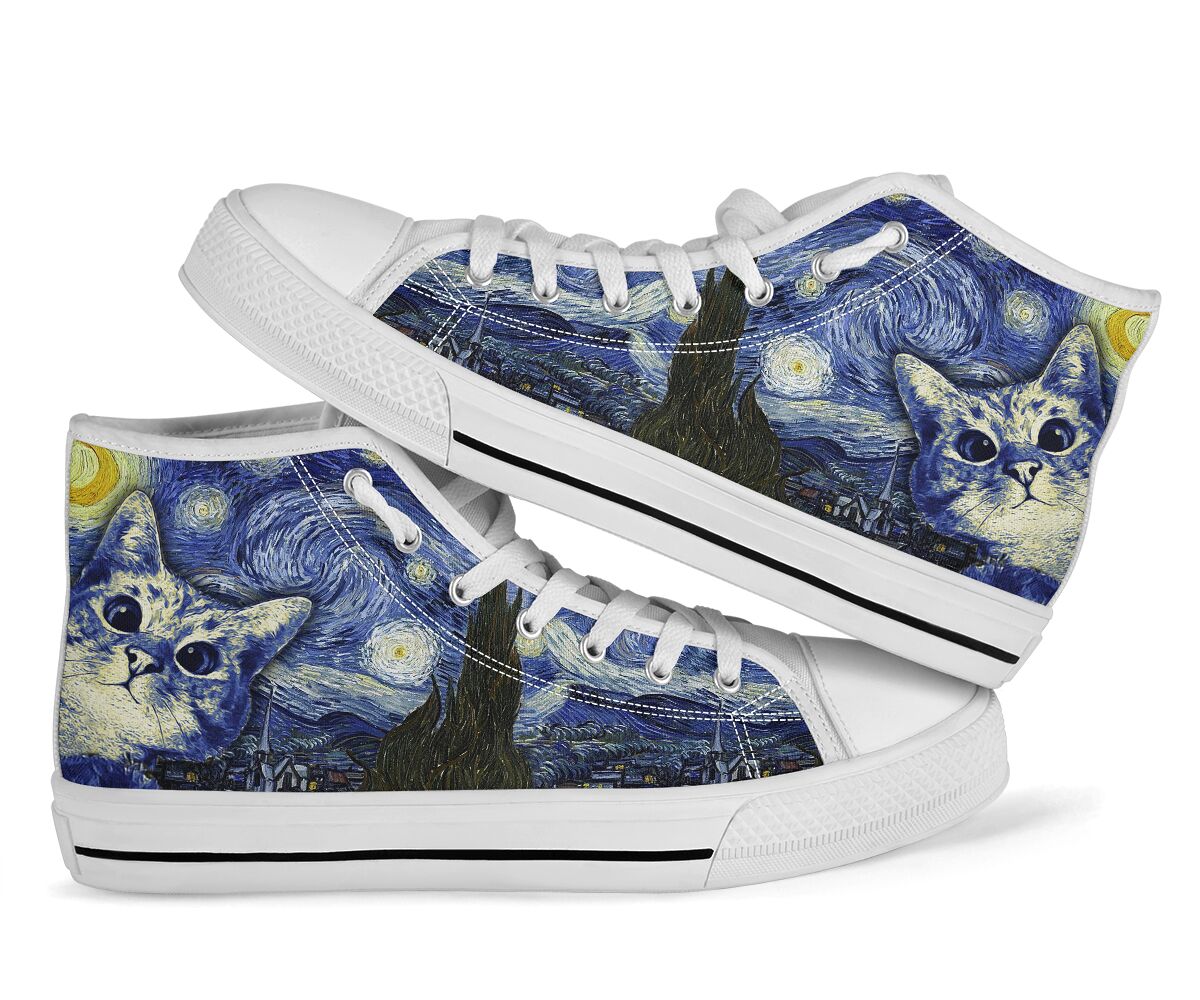 Starry Night Cat High Top Shoes 0622