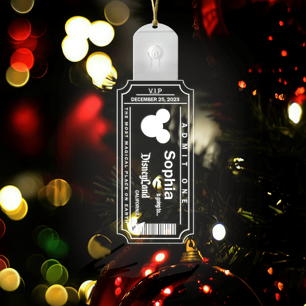 Magical World Ticket - Personalized Mouse Led Acrylic Ornament