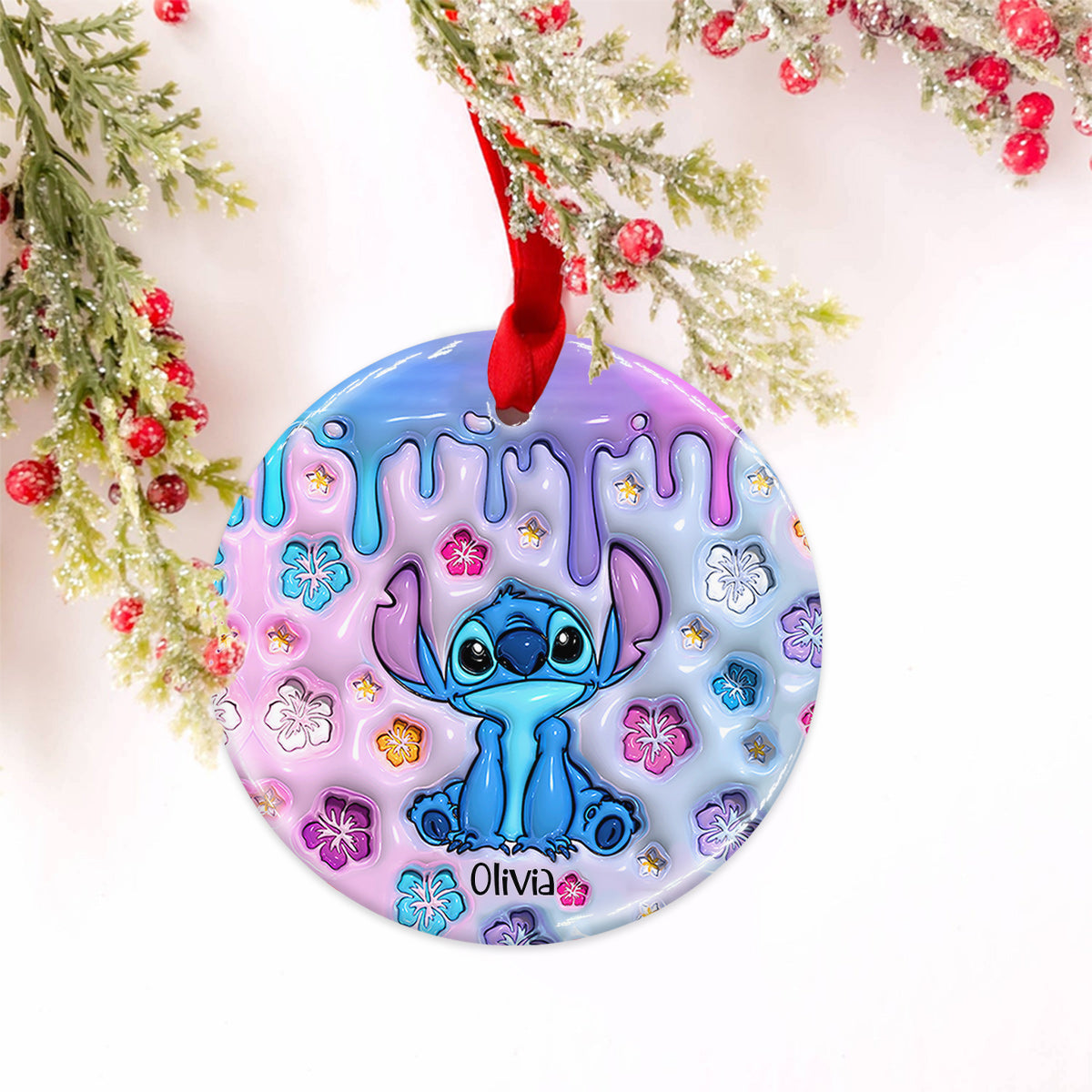 Ohana Means Family - Personalized Ohana Ceramic Circle Ornament