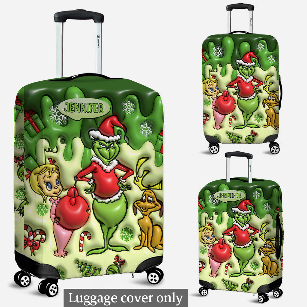 Merry Grinchmas - Personalized Stole Christmas Luggage Cover