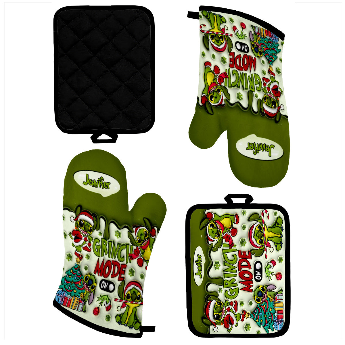 Any Name - Personalized Ohana Oven Mitts & Pot Holder Set