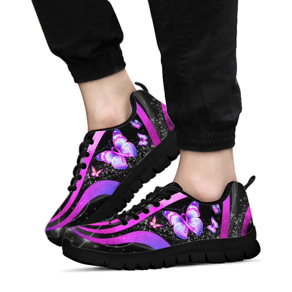 Purple Butterfly Breast Cancer Awareness Sneakers 0622