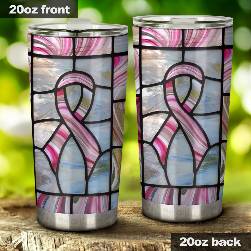 Breast Cancer Awareness Stained Glass Pattern Print Breast Cancer Awareness Tumbler 0622