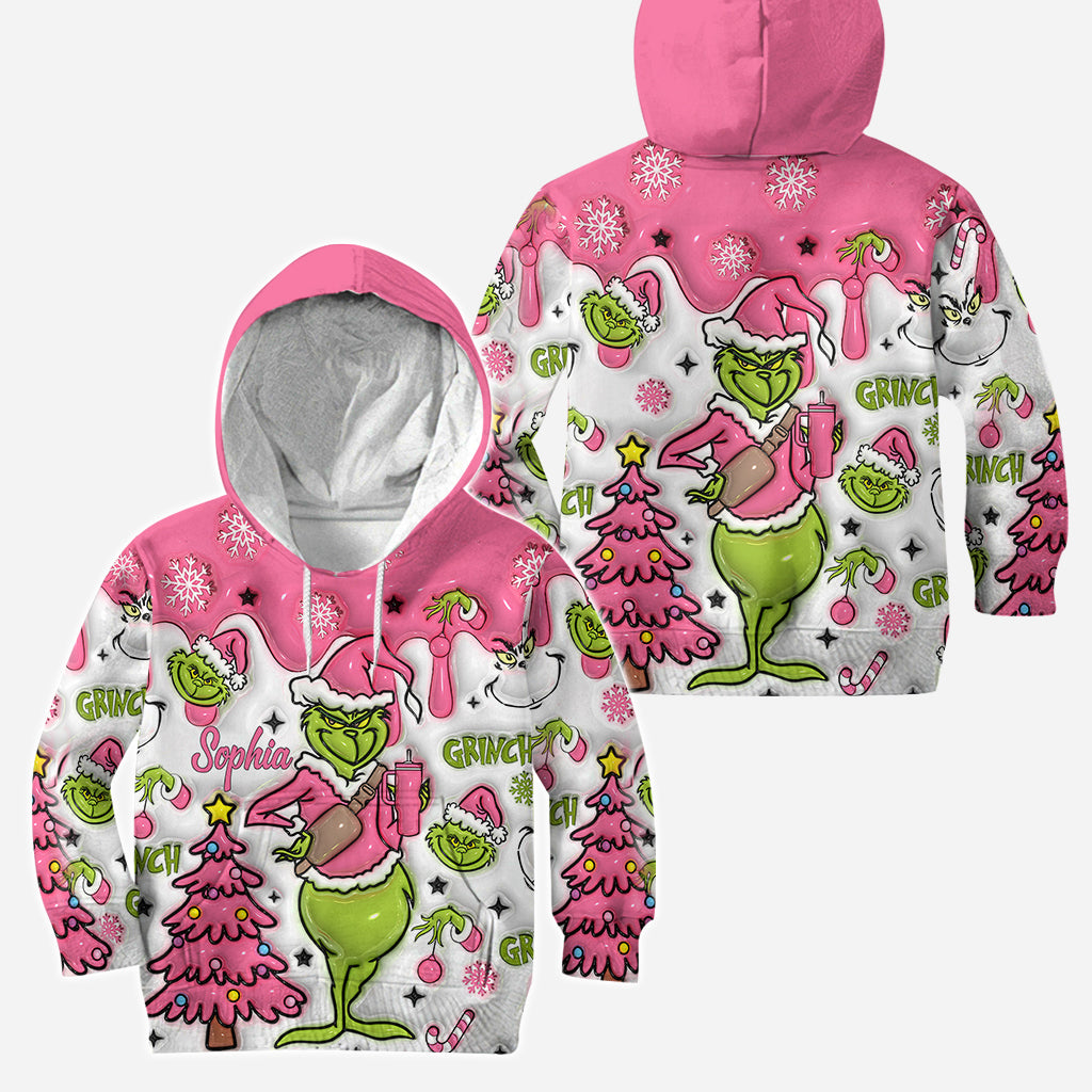 Any Name Pink Snowflakes - Personalized Hoodie and Leggings