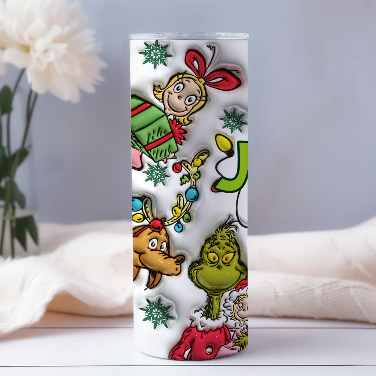 Merry Grinchmas - Personalized Stole Christmas Skinny Tumbler