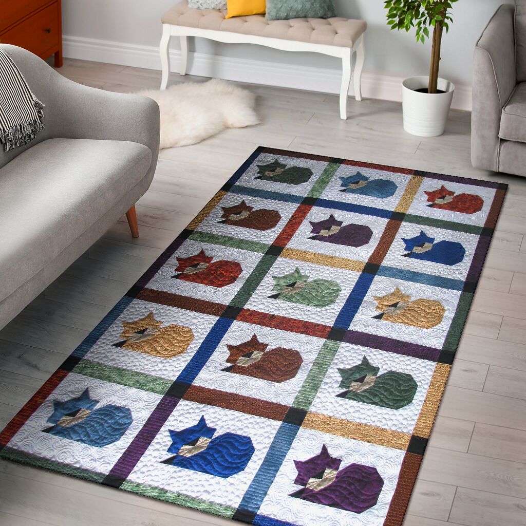 Love Cats Quilt Pattern Print Cat Rug 0622