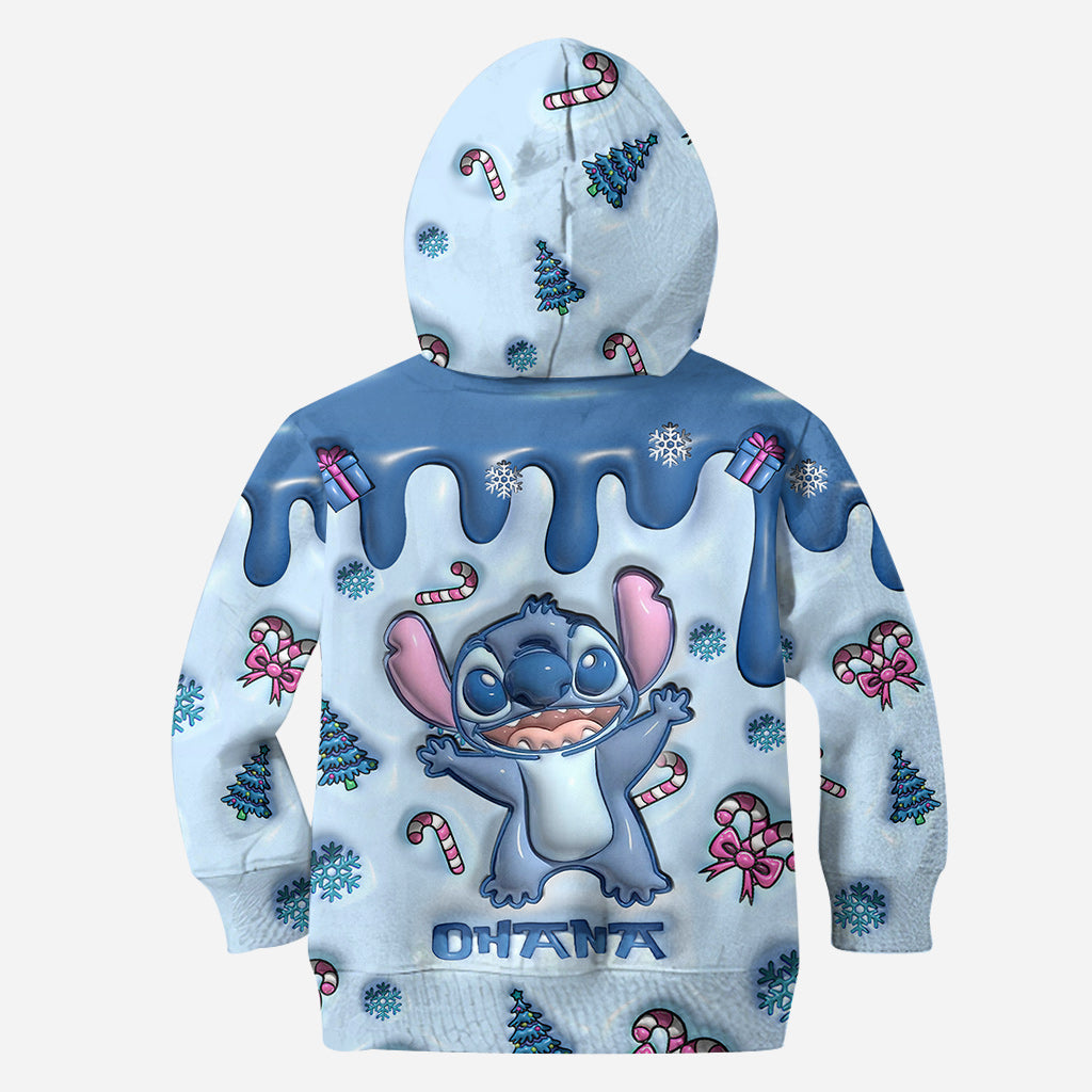 Ohana Blue Inflated - Personalized Ohana Hoodie and Leggings