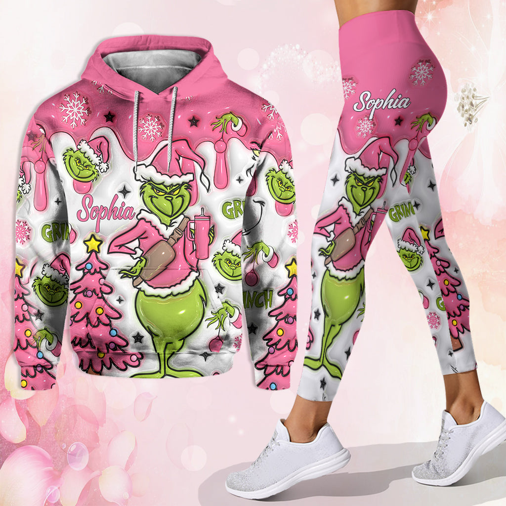 Any Name Pink Snowflakes - Personalized Hoodie and Leggings