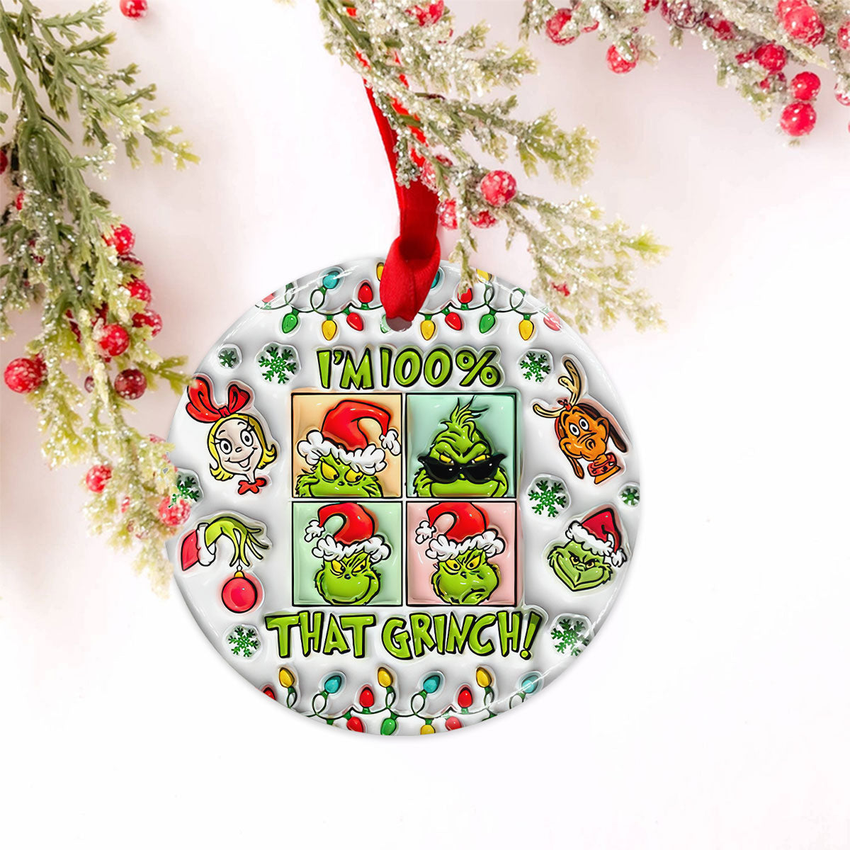 Merry Christmas - Personalized Stole Christmas Ceramic Circle Ornament