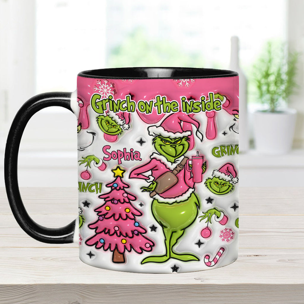 Grinchy On The Inside - Personalized Stole Christmas Accent Mug