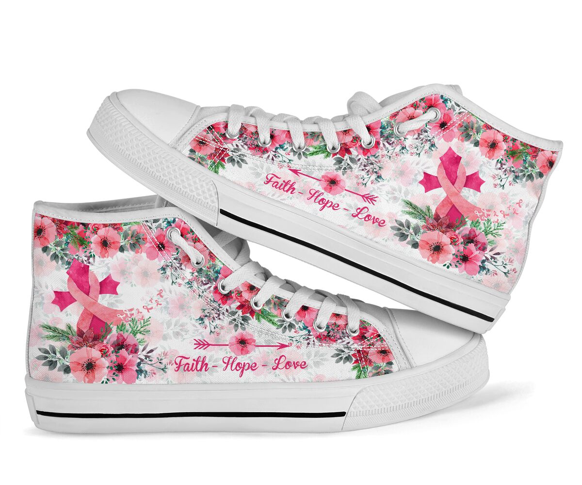 Faith Hope Love Breast Cancer Awareness High Top Shoes 0622