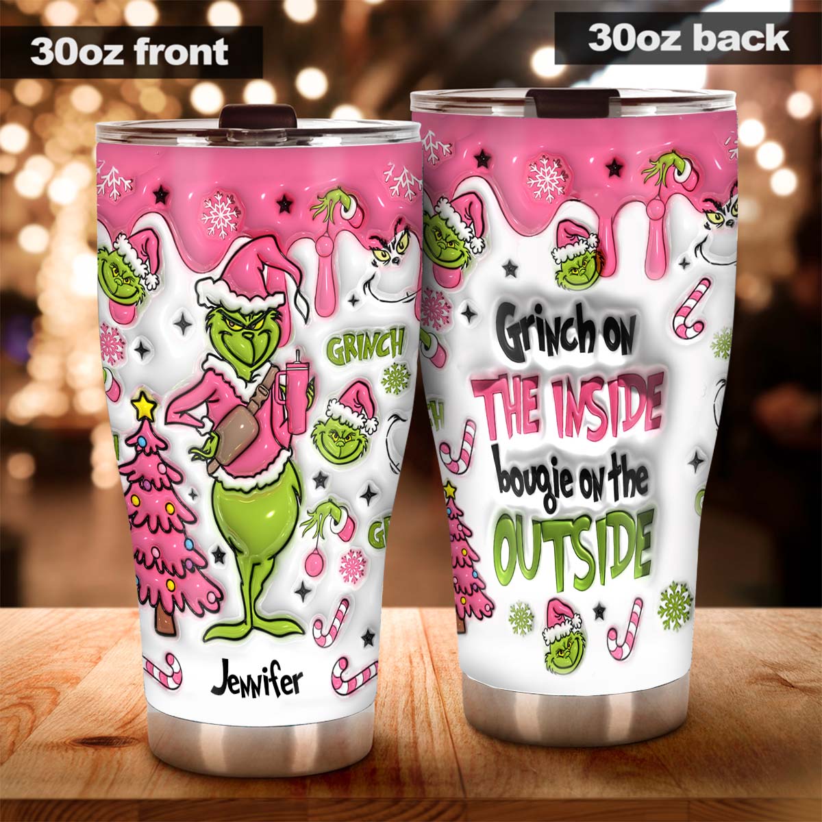 Grinch On The Inside - Personalized Stole Christmas Tumbler