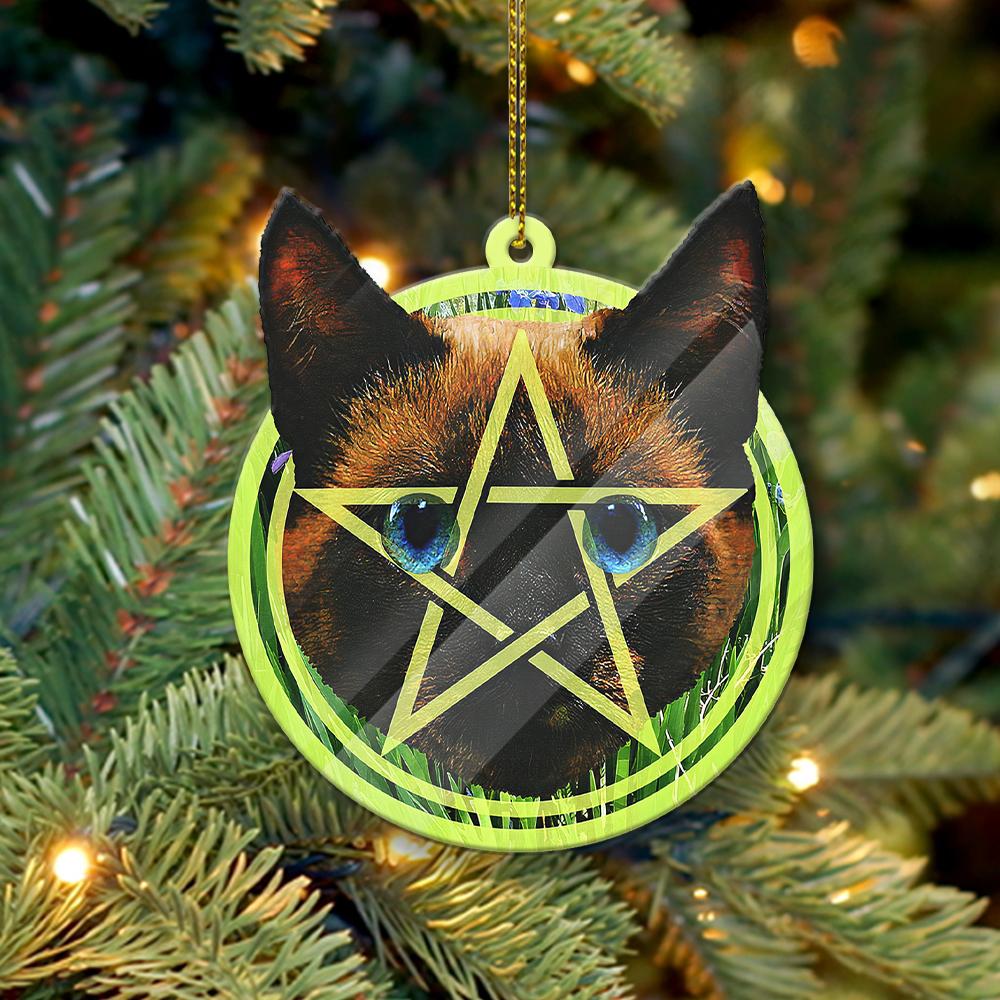 Cat Pentacle - Witch Ornament (Printed On Both Sides) 1022