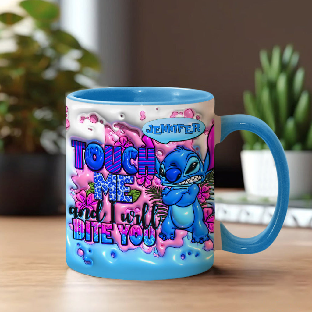 Touch Me And I Will Bite You - Personalized Ohana Accent Mug