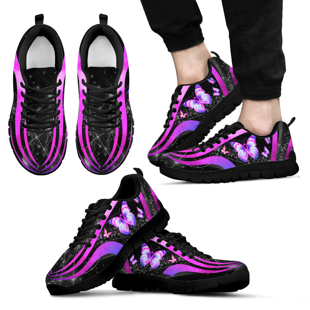 Purple Butterfly Breast Cancer Awareness Sneakers 0622