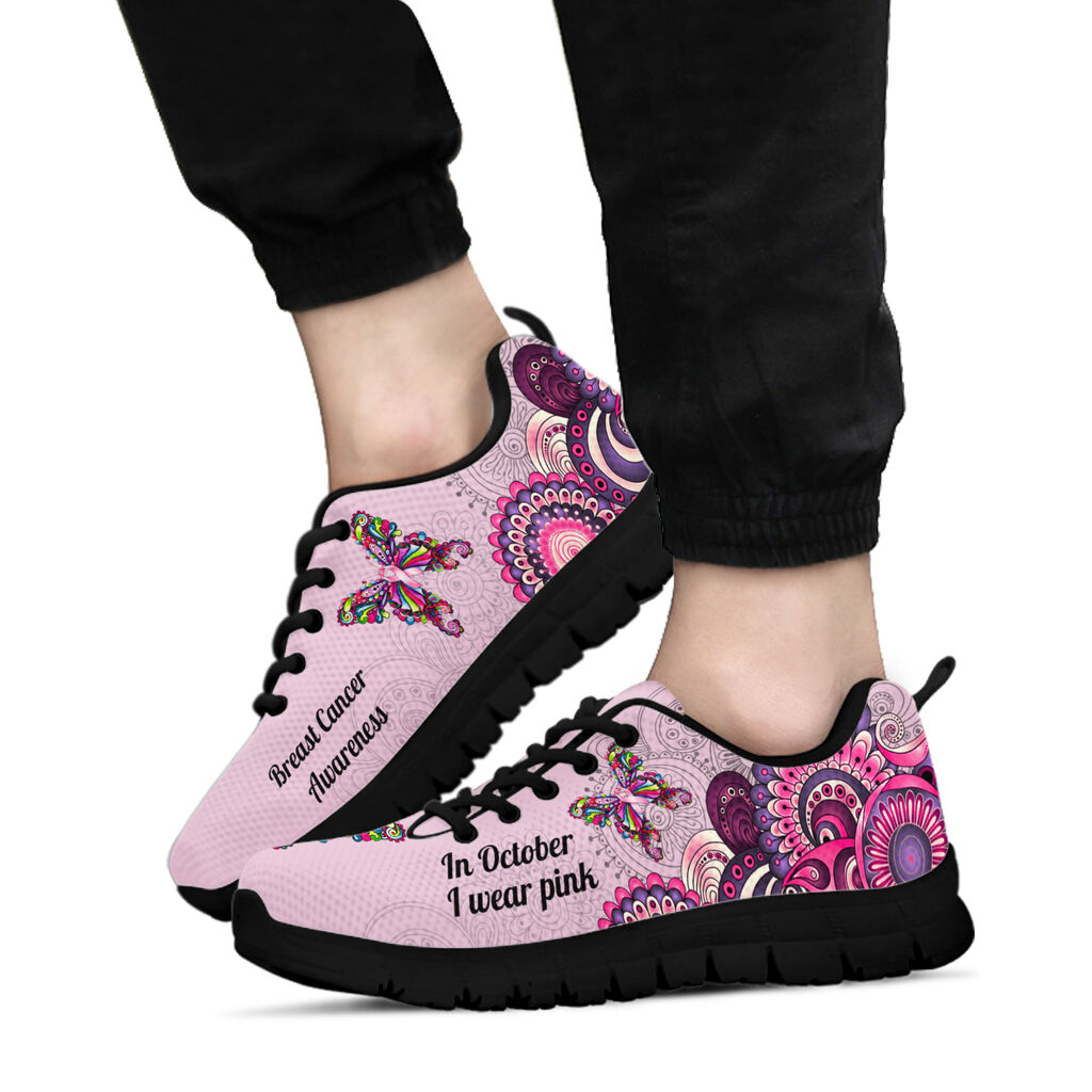 Butterfly Ribbons Breast Cancer Awareness Sneakers 0622