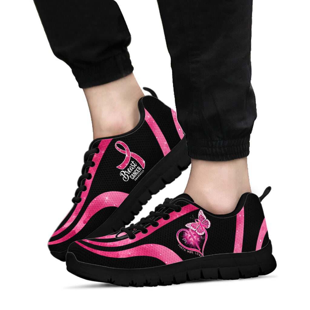 Butterfly Christ Cross Breast Cancer Awareness Sneakers 0622