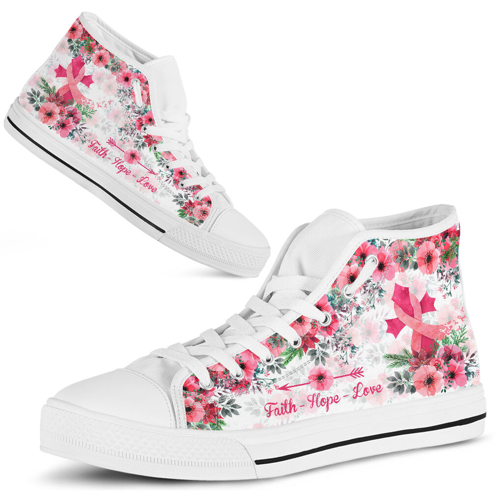 Faith Hope Love Breast Cancer Awareness High Top Shoes 0622