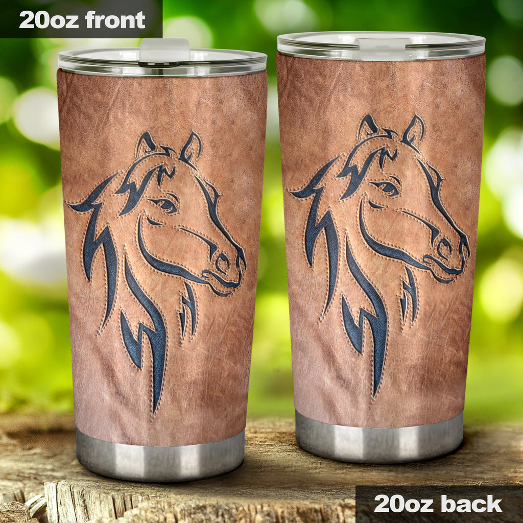 Love Horses - Tumbler With Leather Pattern Print 0622