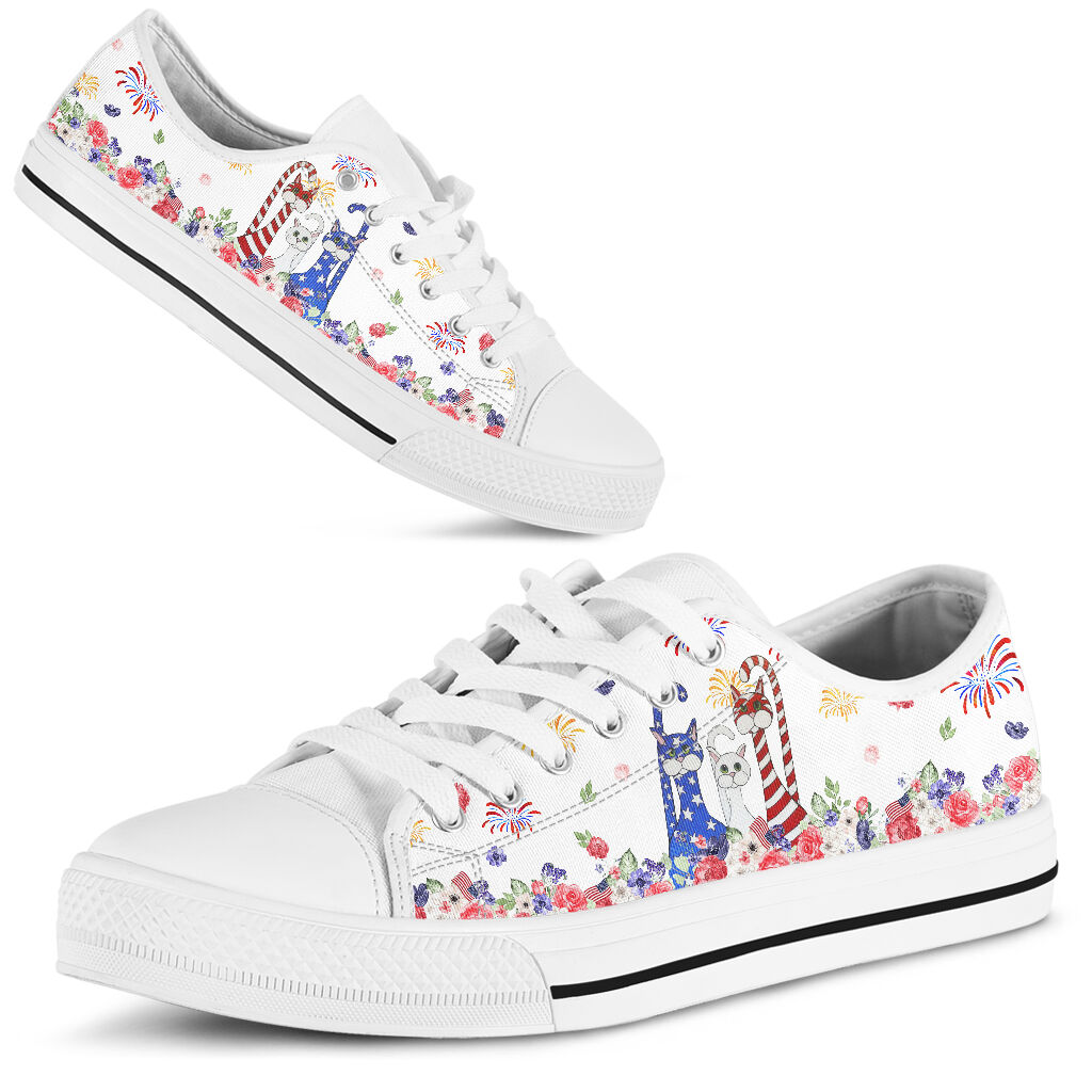 Lovely Cats Independence Day Cat Low Top Shoes 0622