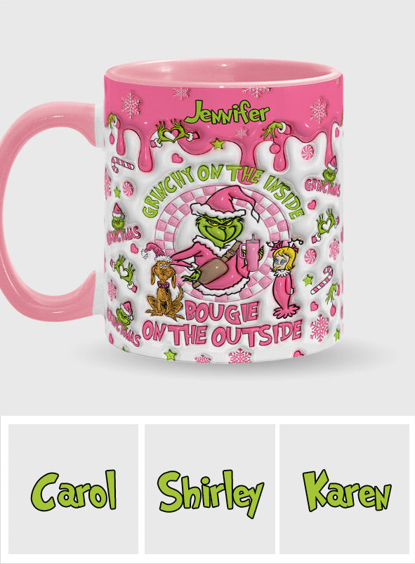 Grinchy On The Inside - Personalized Stole Christmas Accent Mug