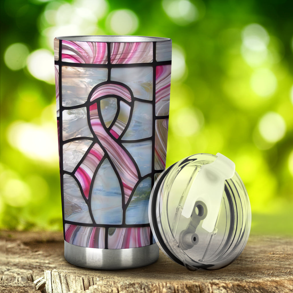 Breast Cancer Awareness Stained Glass Pattern Print Breast Cancer Awareness Tumbler 0622