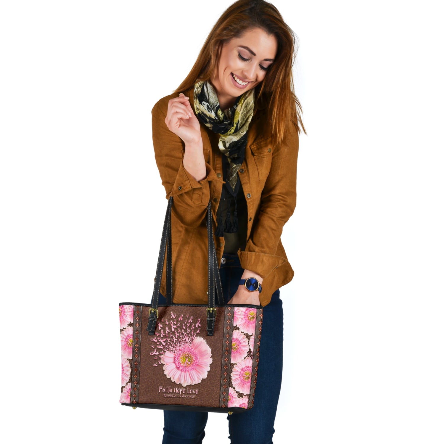 Faith Hope Love Breast Cancer Awareness Breast Cancer Awareness Leather Bag 0622
