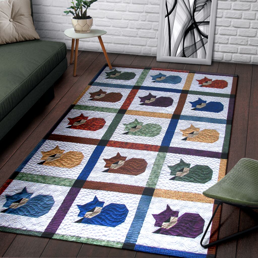 Love Cats Quilt Pattern Print Cat Rug 0622