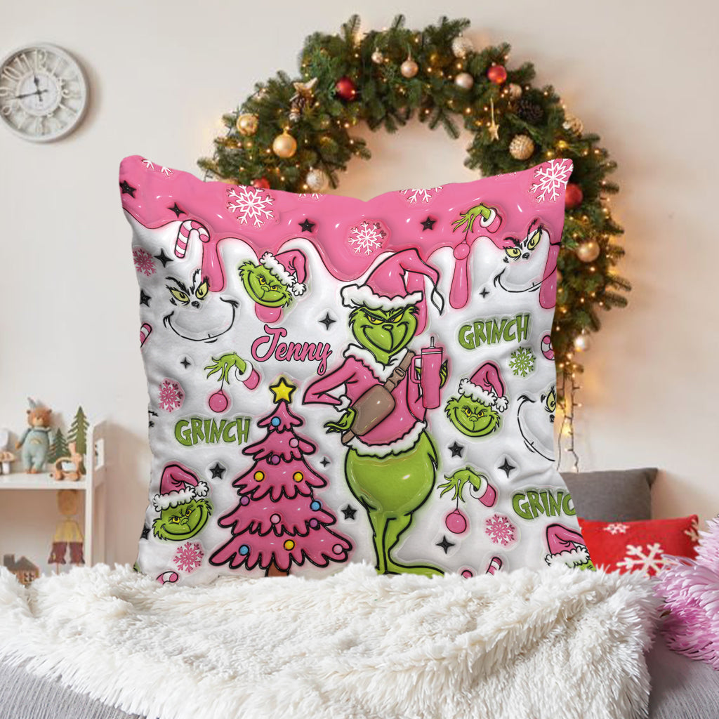 Merry Grinchmas - Personalized Stole Christmas Throw Pillow