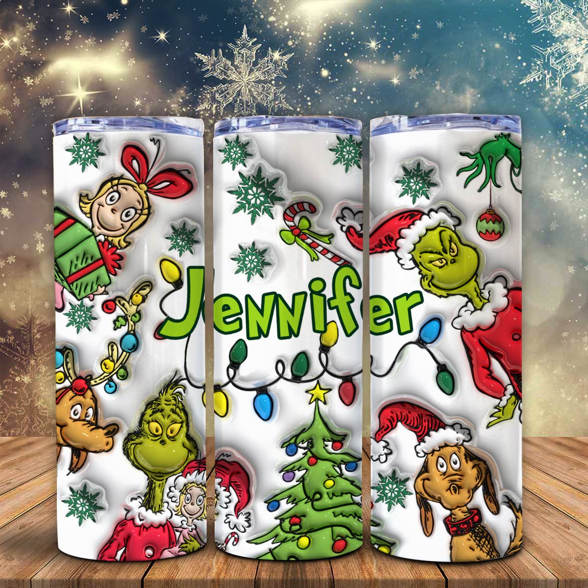 Merry Grinchmas - Personalized Stole Christmas Skinny Tumbler