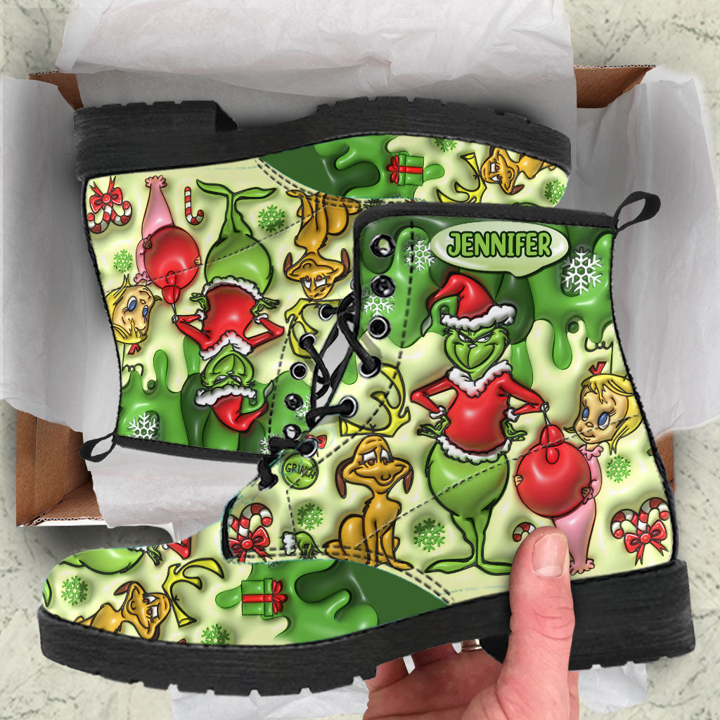 Merry Christmas - Personalized Stole Christmas Leather Boots