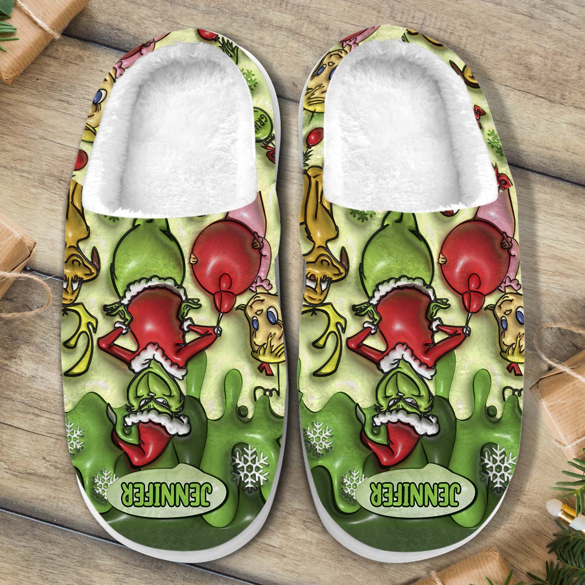 Merry Grinchmas - Personalized Stole Christmas Slippers