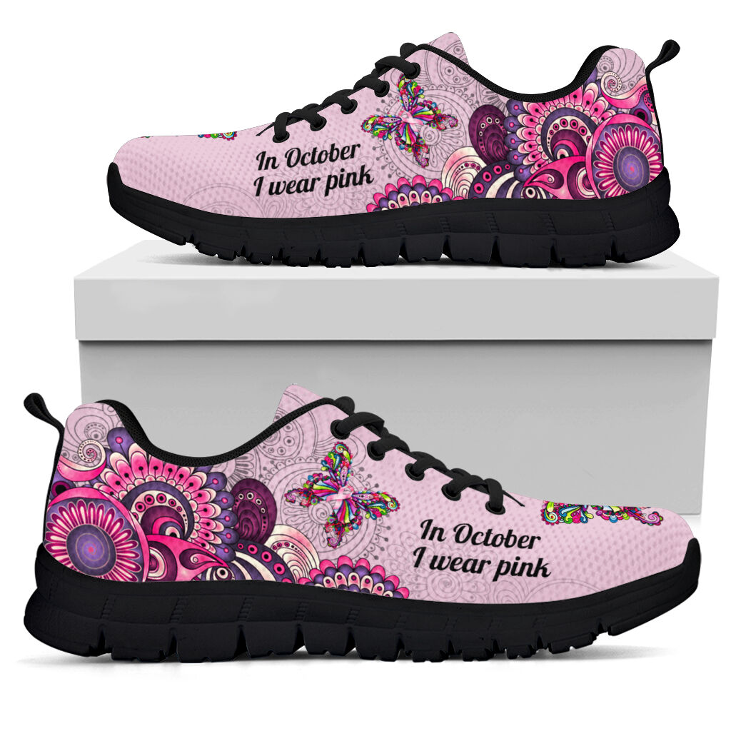 Butterfly Ribbons Breast Cancer Awareness Sneakers 0622