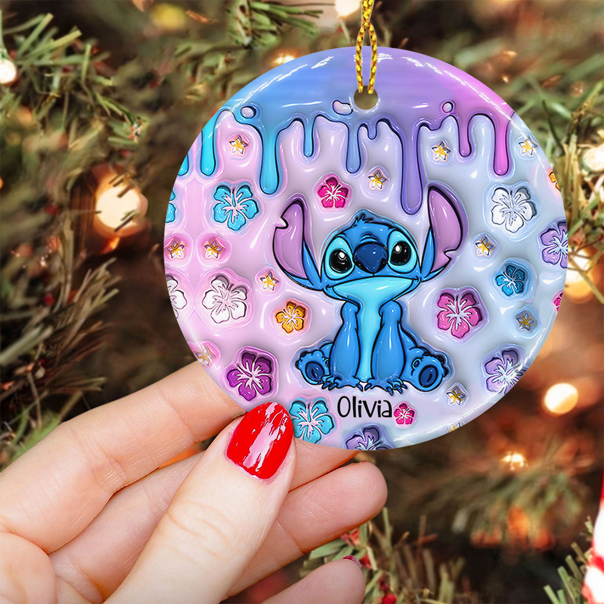 Ohana Means Family - Personalized Ohana Ceramic Circle Ornament