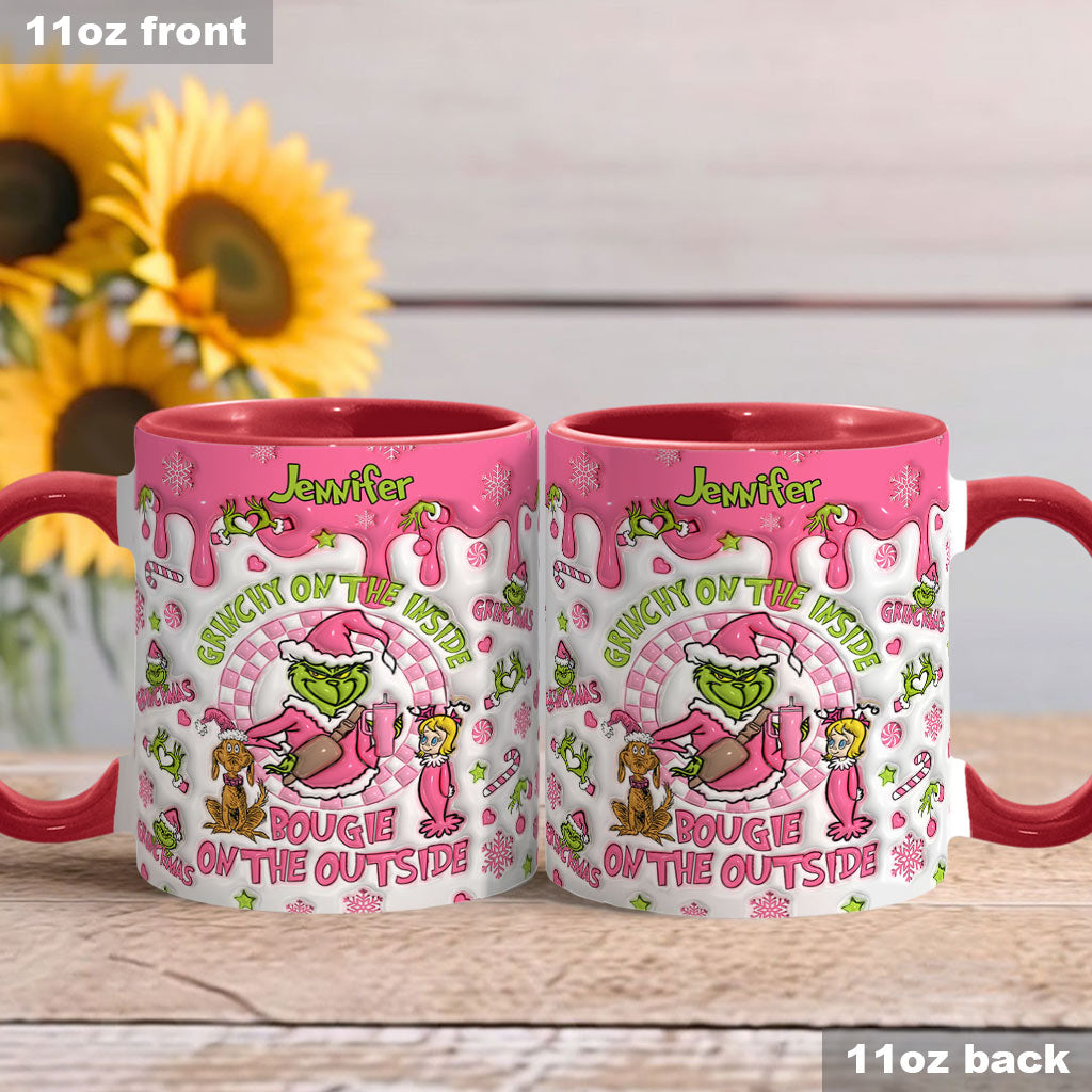 Grinchy On The Inside - Personalized Stole Christmas Accent Mug