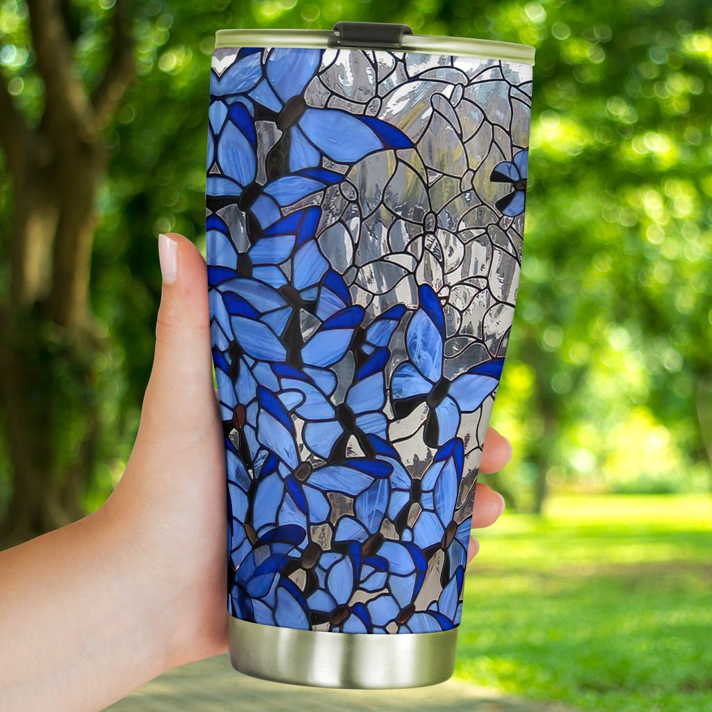 Butterfly Stained Glass Pattern Print Butterfly Tumbler 0622