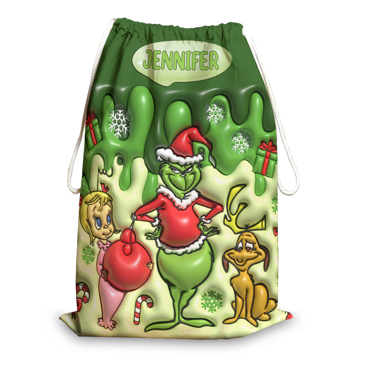 Merry Chrisrtmas - Personalized Stole Christmas Drawstring Tote Bag