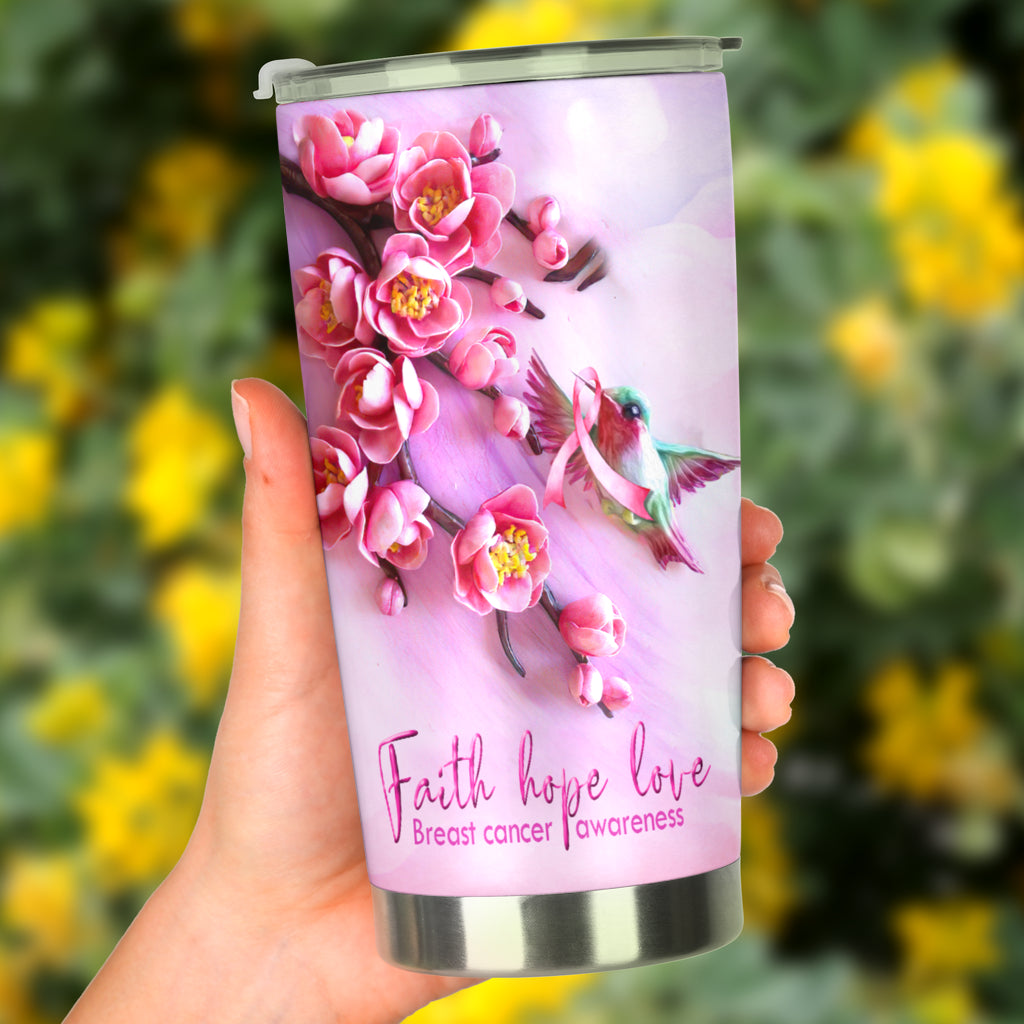 Faith Hope Love Breast Cancer Awareness Tumbler 0622