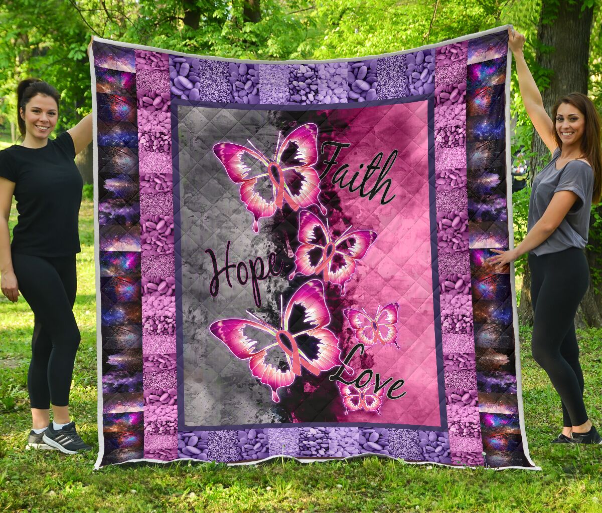 Faith Hope Love Breast Cancer Awareness Quilt 0622