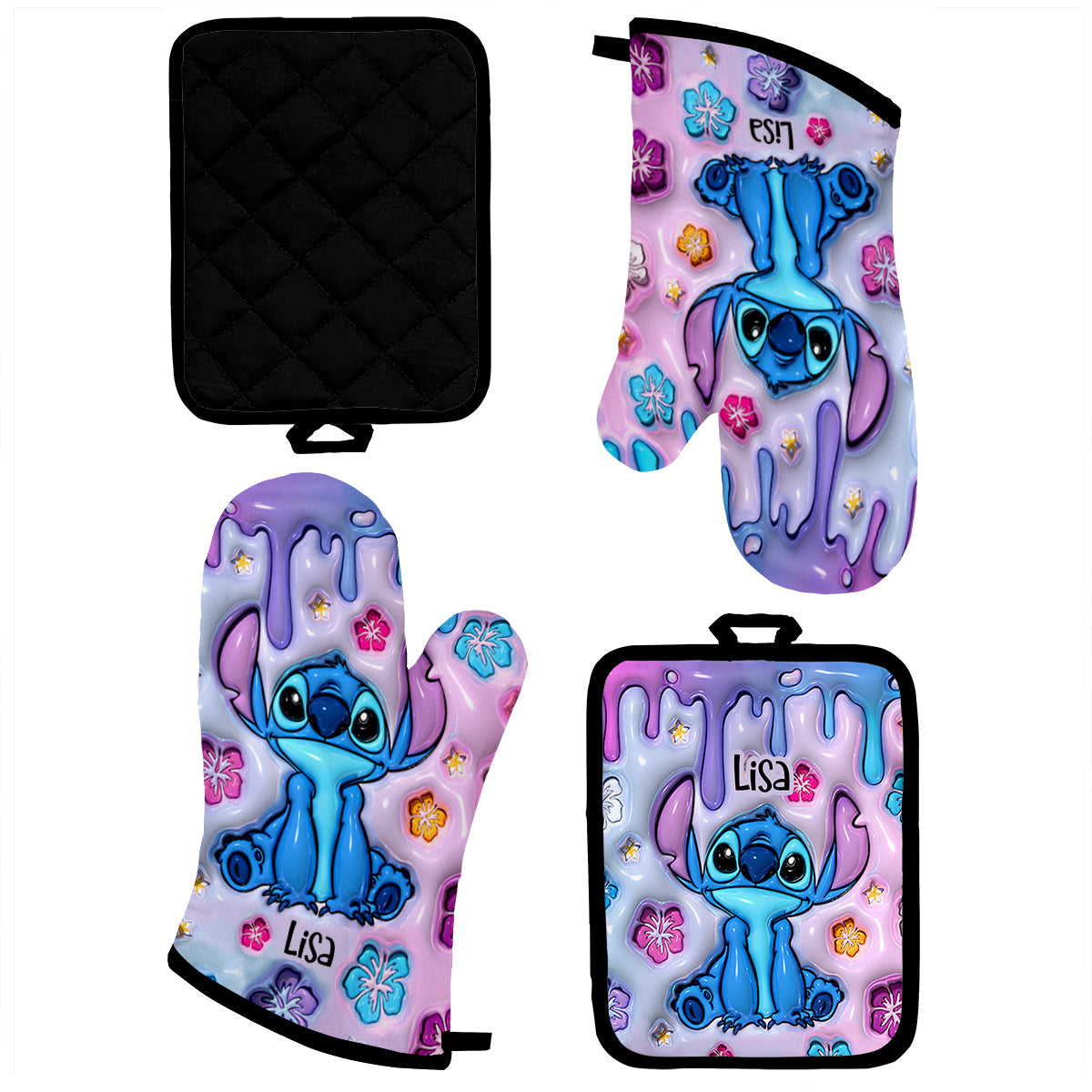 Ohana Means Family - Personalized Ohana Oven Mitts & Pot Holder Set