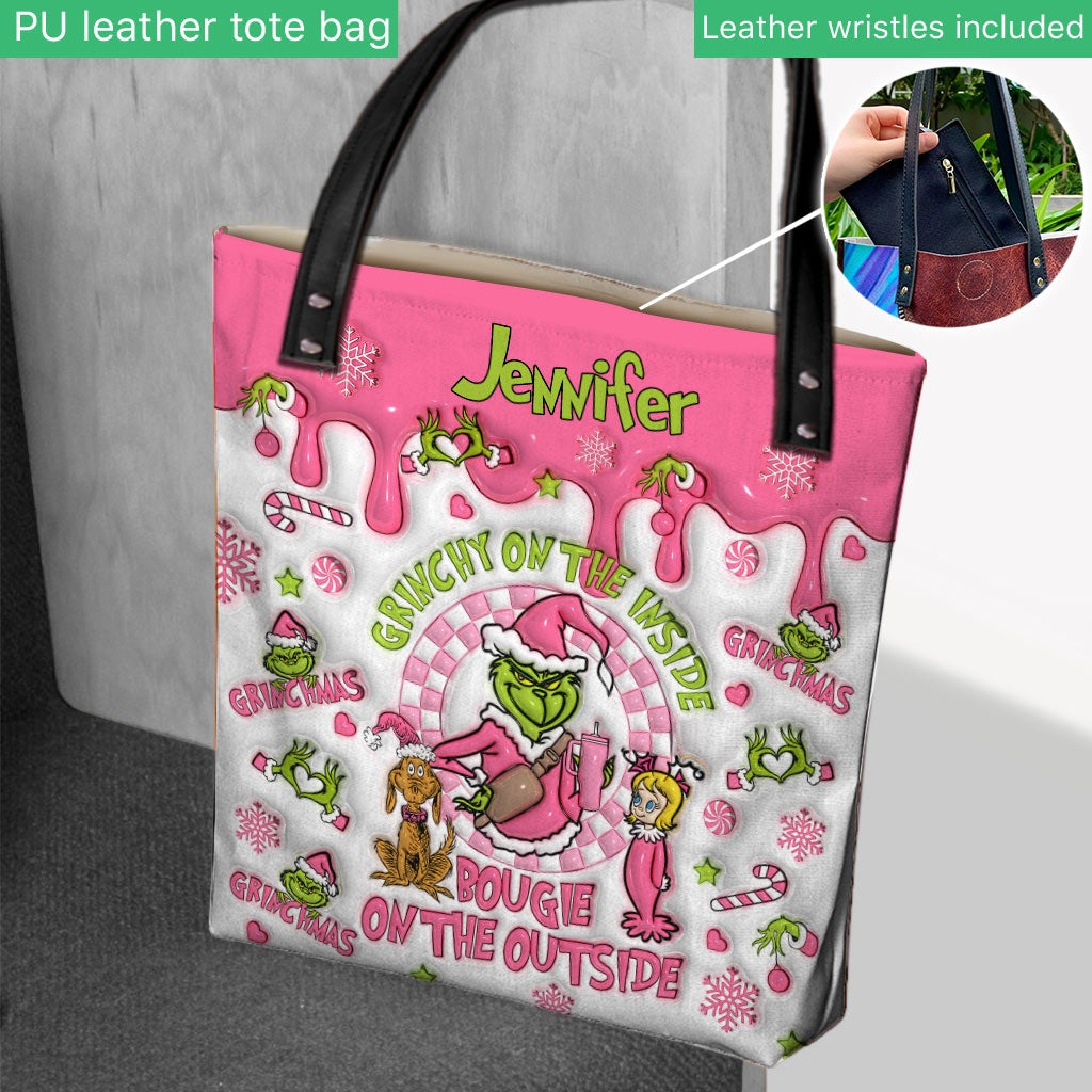 Grinchy On The Inside - Personalized Stole Christmas Tote Bag