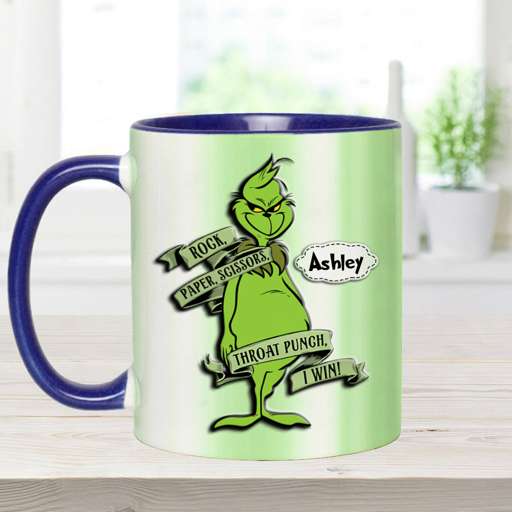 Rock Paper Throat Punch - Personalized Stole Christmas Accent Mug